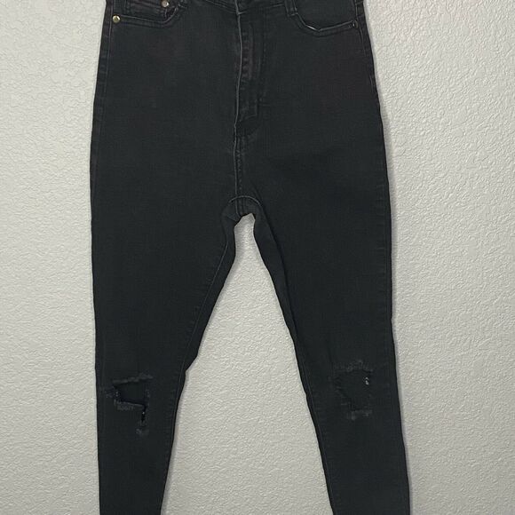Fashion Nova Distressed Skinny High Waist Jeans Size 7/8 - Picture 2 of 5